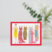 Francoise, Art Deco Lady van France Paper Doll Briefkaart (Staand voorkant)