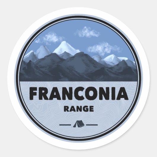 Franconia Range New Hampshire Camping Ronde Sticker (Voorkant)