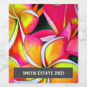 Frangipan waterverf florale kunstwijn wijn etiket (Enkel label)