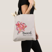 Frangipane Watercolour Bloem, Moeder van de Bruid Tote Bag (Dichtbij)