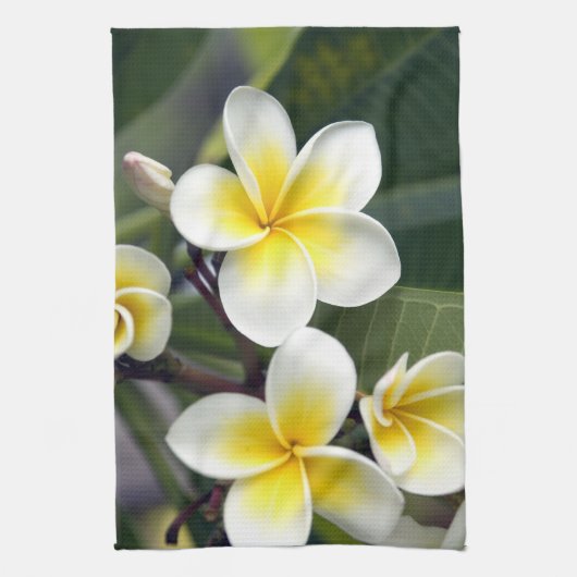 Frangipani bloem Cook Eilanden Theedoek (Verticaal)
