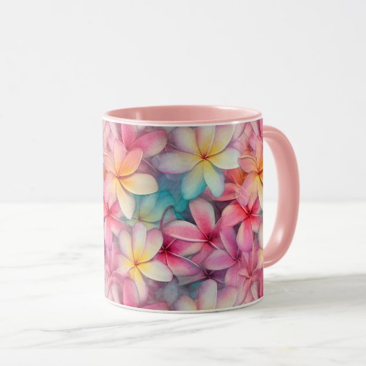 Frangipani Bloemen Kleurrijk Tropisch Patroon Mok (Voorkant rechts)