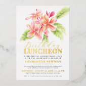 Frangipani bloemen verjaardag lunch 40e verjaardag folie uitnodiging (Voorkant)