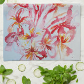 Frangipani Bloemen Waterverf Tropisch Theedoek (Gevouwen)