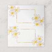 Frangipani bloemenbruiloft witgouden waterverf plaatskaartje (Buitenkant ongevouwen)
