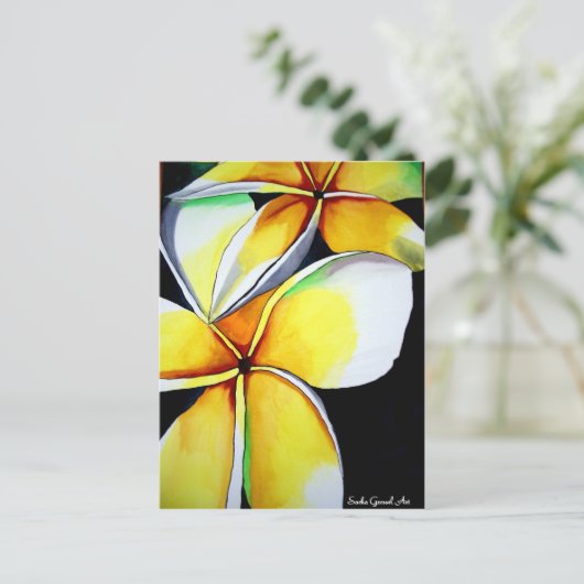 Frangipani-bloemkunst Briefkaart (Staand voorkant)