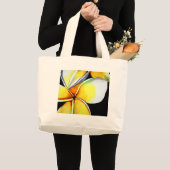 Frangipani-bloemkunst Grote Tote Bag (Voorkant (product))