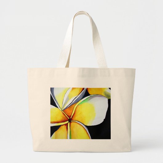 Frangipani-bloemkunst Grote Tote Bag (Voorkant)