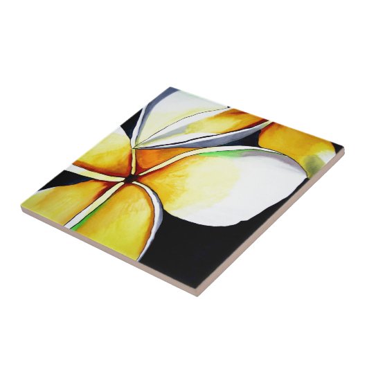 Frangipani-bloemkunst Tegeltje (Zijkant)
