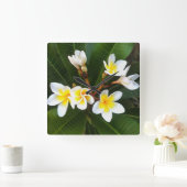 Frangipani Blossom Cluster Artistieke stijl Vierkante Klok (Huis)