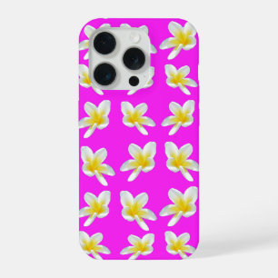 Frangipani Blush: Gele Frangipani Bloesems Op Roze iPhone 15 Pro Case