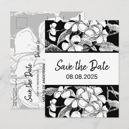 Frangipani Bohemian Botanical Modern Bewaar de dat Briefkaart (Voorkant / Achterkant)