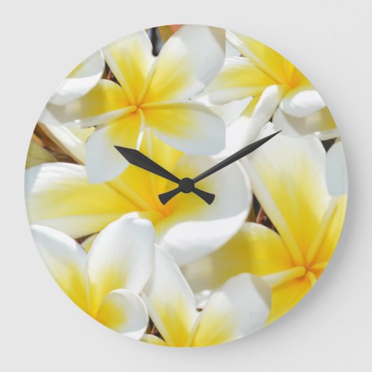 Frangipani Bouquet, grote ronde wandklok. Grote Klok (Voorkant)