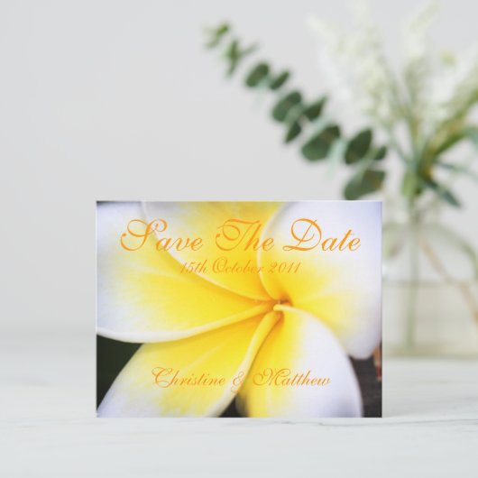 Frangipani - De datum opslaan Aankondigingskaart (Staand voorkant)