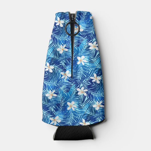 Frangipani en blauw palmblad flesjeskoeler (Achterkant)