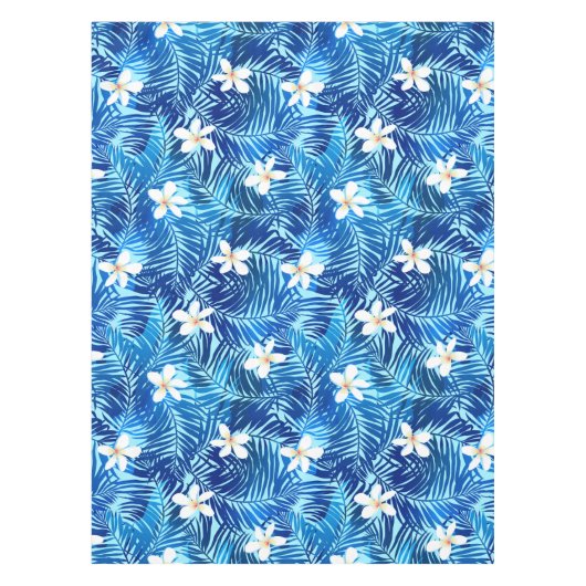 Frangipani en blauw palmblad tafelkleed (Voorkant)
