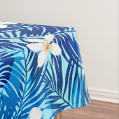 Frangipani en blauw palmblad tafelkleed (Voorbeeld)