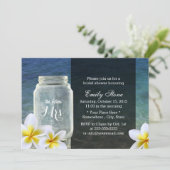 Frangipani en Mason Jar Beach Theme Vrijgezellenfe Kaart (Staand voorkant)