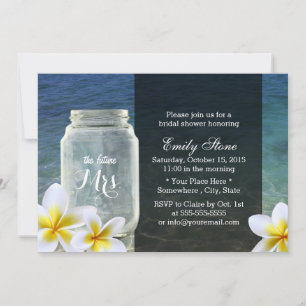 Frangipani en Mason Jar Beach Theme Vrijgezellenfe Kaart