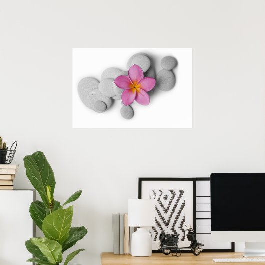 Frangipani en Pebbles Poster (Thuiskantoor)