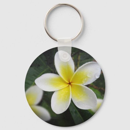 Frangipani en Raindrops-keyring Sleutelhanger (Voorkant)
