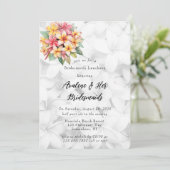 Frangipani Floral Hawaiian Bruidsmeisjes Luncheon Kaart (Staand voorkant)
