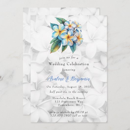Frangipani Floral Hawaiian bruiloft viering Kaart (Voorkant / Achterkant)