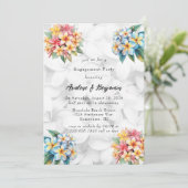 Frangipani Floral Hawaiian Engagement Party Kaart (Staand voorkant)