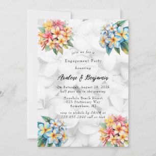Frangipani Floral Hawaiian Engagement Party Kaart