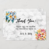 Frangipani Floral Hawaiian Wedding Dank u kaart (Voorkant / Achterkant)