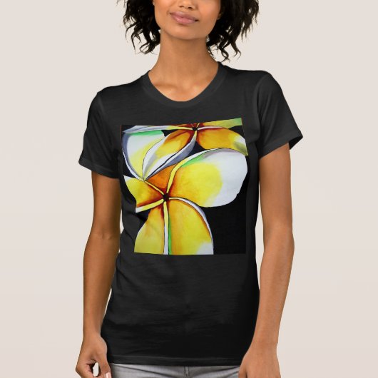 Frangipani flower art zwart T-shirt voor vrouwen (Voorkant)