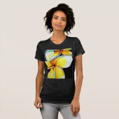 Frangipani flower art zwart T-shirt voor vrouwen (Voorkant volledig)