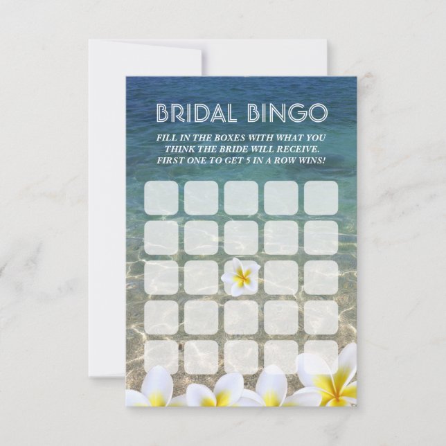Frangipani Flower Beach Wedding Bridal Bingo Kaart (Voorkant)