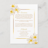 Frangipani geel wit bruiloft details informatiekaartje (Voorkant)