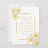 Frangipani goud tropisch na feest bruiloft kaart (Voorkant)