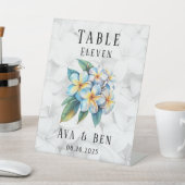 Frangipani Hawaii Floral Trouwtafel Nummer Reclamebord Met Voetstuk (Insitu)
