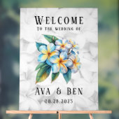 Frangipani Hawaiian Floral Wedding Welkom Acryl Bord (Neutraal)