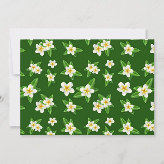 Frangipani Hawaiian Luau Party Groene Uitnodiginge Kaart (Achterkant)