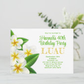 Frangipani Hawaiian Luau Party Uitnodiging (Staand voorkant)