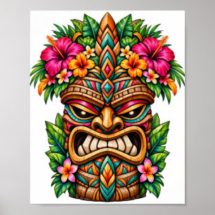 Frangipani Kroon Tiki Poster