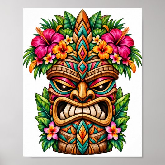 Frangipani Kroon Tiki Poster (Voorkant)