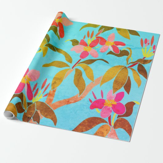  Frangipani-pakpapier Cadeaupapier (Uitgerold)
