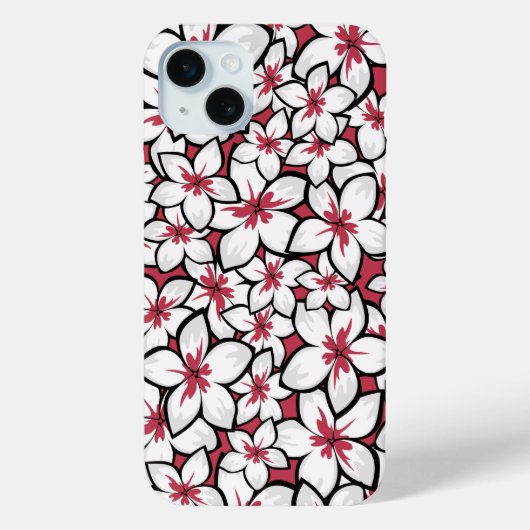 Frangipani Patroon Fuchsia Roze en Wit Case-Mate iPhone Case (Achterkant)