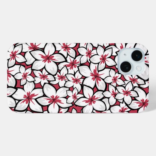 Frangipani Patroon Fuchsia Roze en Wit Case-Mate iPhone Case (Achterkant (horizontaal))