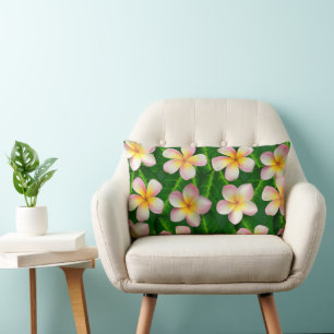 Frangipani Plumeria Bloemen op Groene Bladeren Kussen