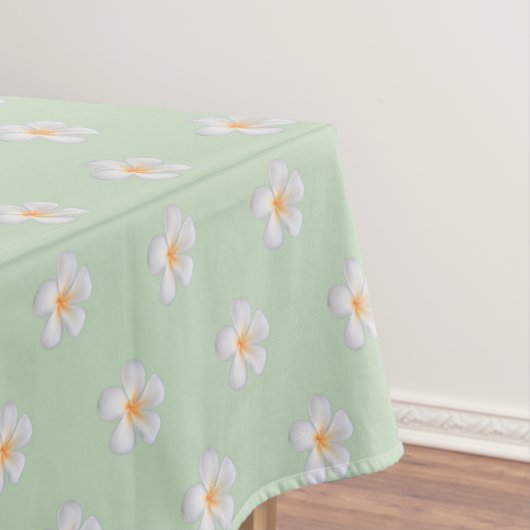 Frangipani Plumeria Bloemen op Lichtgroen Tafelkleed (Voorbeeld)