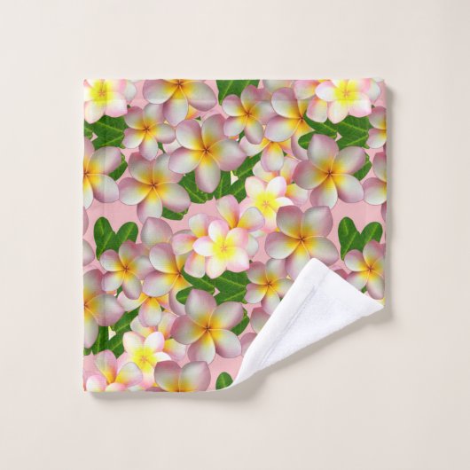 Frangipani Plumeria Bloemen op Roze Badhanddoek Se Bad Handdoek (Wasdoekje)