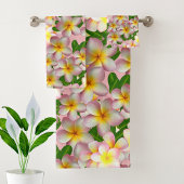 Frangipani Plumeria Bloemen op Roze Badhanddoek Se Bad Handdoek
