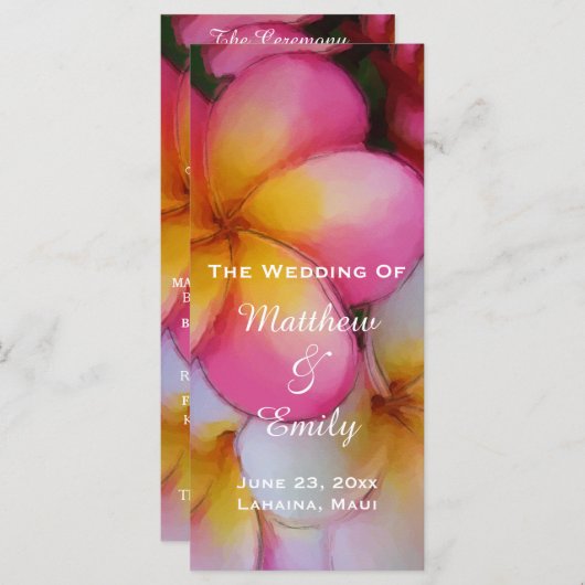 Frangipani Plumeria Bloemen Trouwprogramma Programmakaart (Voorkant / Achterkant)