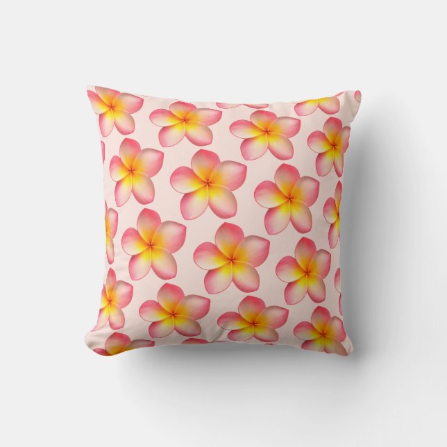 Frangipani Plumeria Bloemen Worp Kussen (Voorkant)